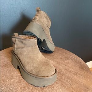 UGG Women's Tan Suede Platform Ankle Boots